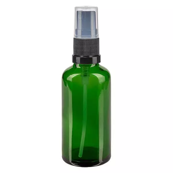Butelka apteczna zielona 50ml spray top czarny Butelka apteczna zielona 50ml spray top czarny