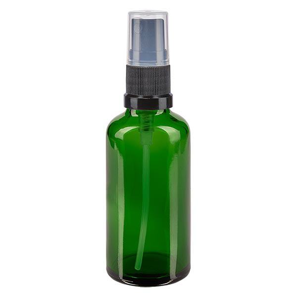 Butelka apteczna zielona 50ml spray top czarny Butelka apteczna zielona 50ml spray top czarny