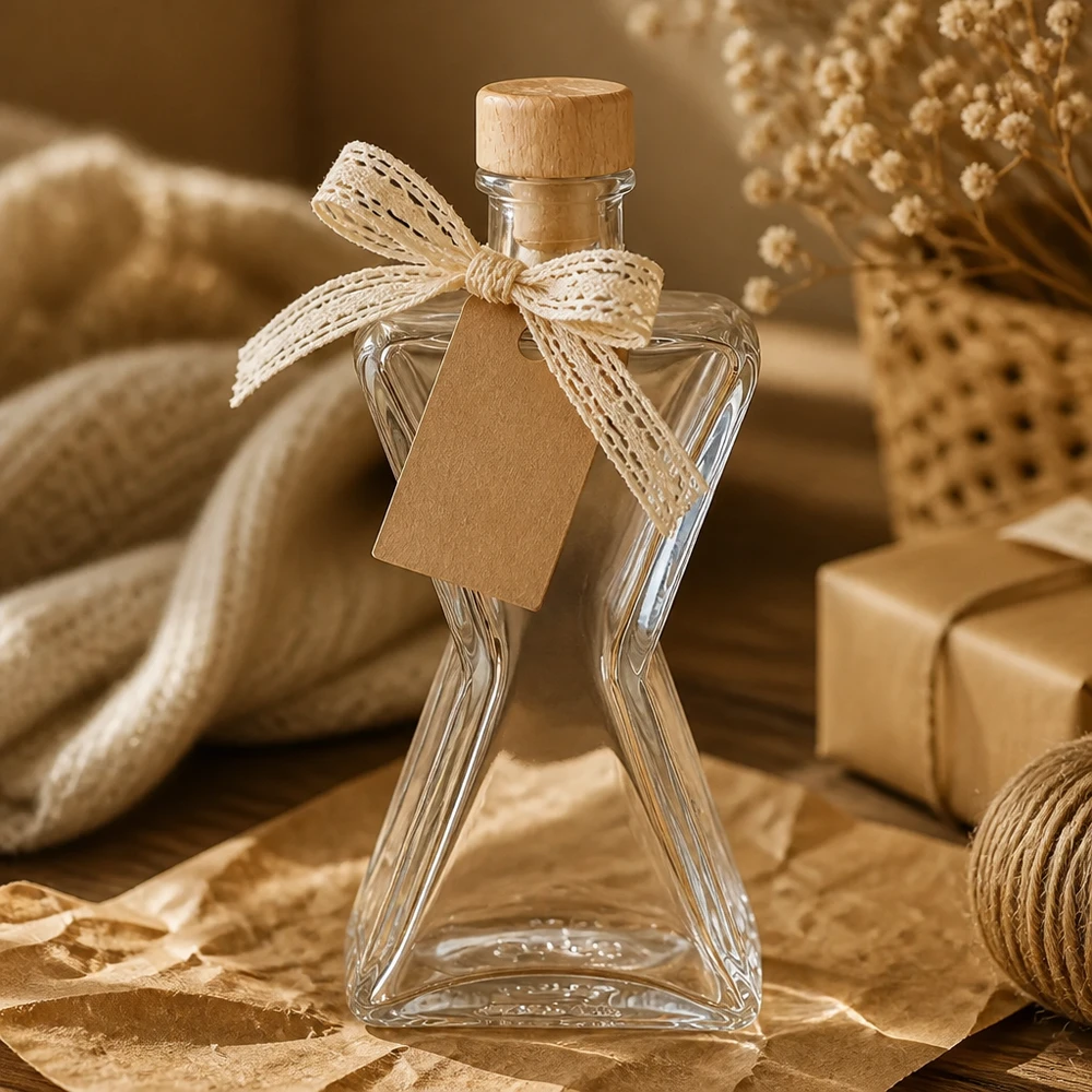Szklana butelka 200 ml Star z drewnianym korkiem UNiTWIST® Szklana butelka 200 ml Star z drewnianym korkiem UNiTWIST®