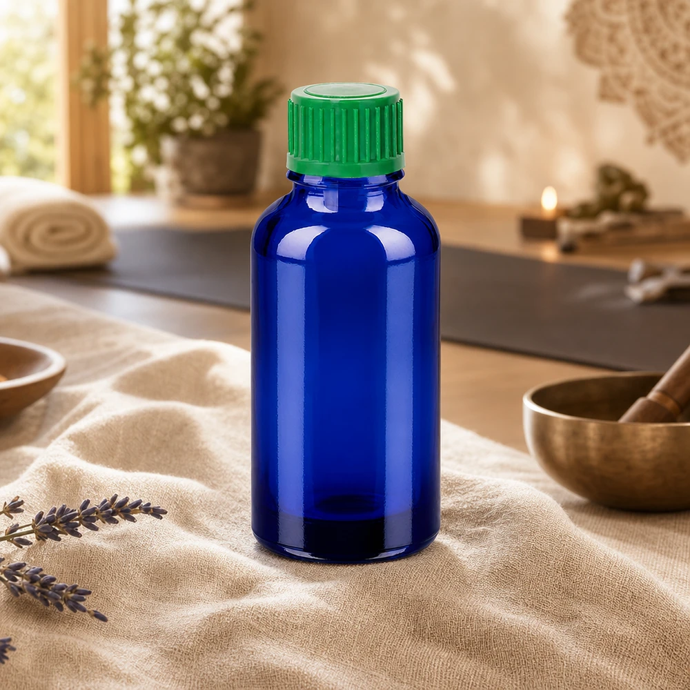 Butelka z kroplomierzem 30 ml 0,8 mm zielona STD BlueLine UT18/30 Kompaktowa butelka z zakraplaczem BlueLine o pojemności 30 ml do zastosowań w aromaterapii i kosmetykach DIY