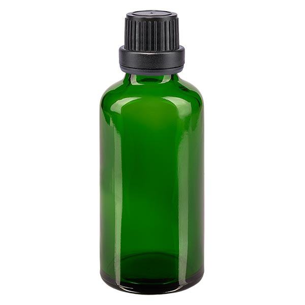 Butelka apteczna zielona 50ml zakrętka czarna szczelna OV Butelka apteczna zielona 50ml zakrętka czarna szczelna OV