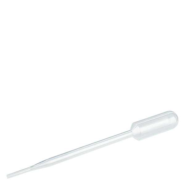 Pipeta transferowa, objętość nominalna: 6 ml, (dł. x szer.): 152 x 15 mm, materiał: LD-PE, przezroczysta, wielkość kropli: 40 µl - 55 µl, 400 sztuk/karton Pipeta transferowa, objętość nominalna: 6 ml, (dł. x szer.): 152 x 15 mm, materiał: LD-PE, przezroczysta, wielkość kropli: 40 µl - 55 µl, 400 sztuk/karton