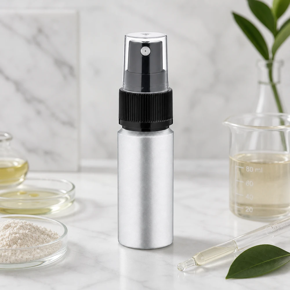 Butelka z barwionego aluminium o pojemności 20 ml z atomizerem Wysokiej jakości aluminiowa butelka z pompką rozpylającą o pojemności 20 ml do olejków eterycznych i serum
