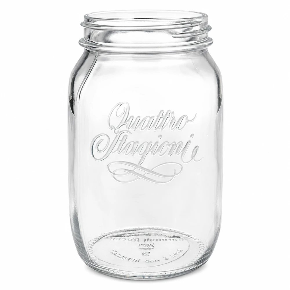 Słoik gospodarczy 1000 ml „Quattro Stagioni” Słoik na przetwory Quattro Stagioni 1000 ml z przezroczystego szkła z gwintem do konserwowania i przechowywania