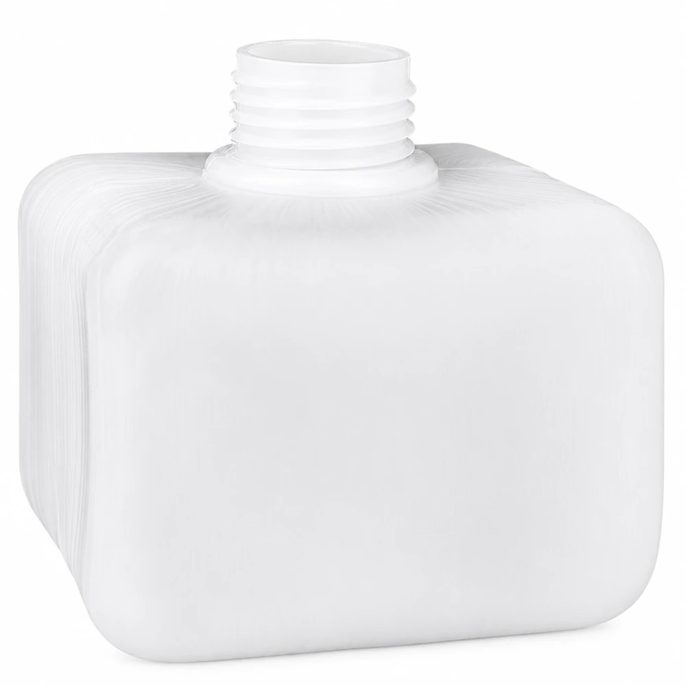 Butelka na chemikalia 250 ml, PE-HD, z wąską szyjką, gwint GL28, biała, kwadratowa, do zastosowań laboratoryjnych