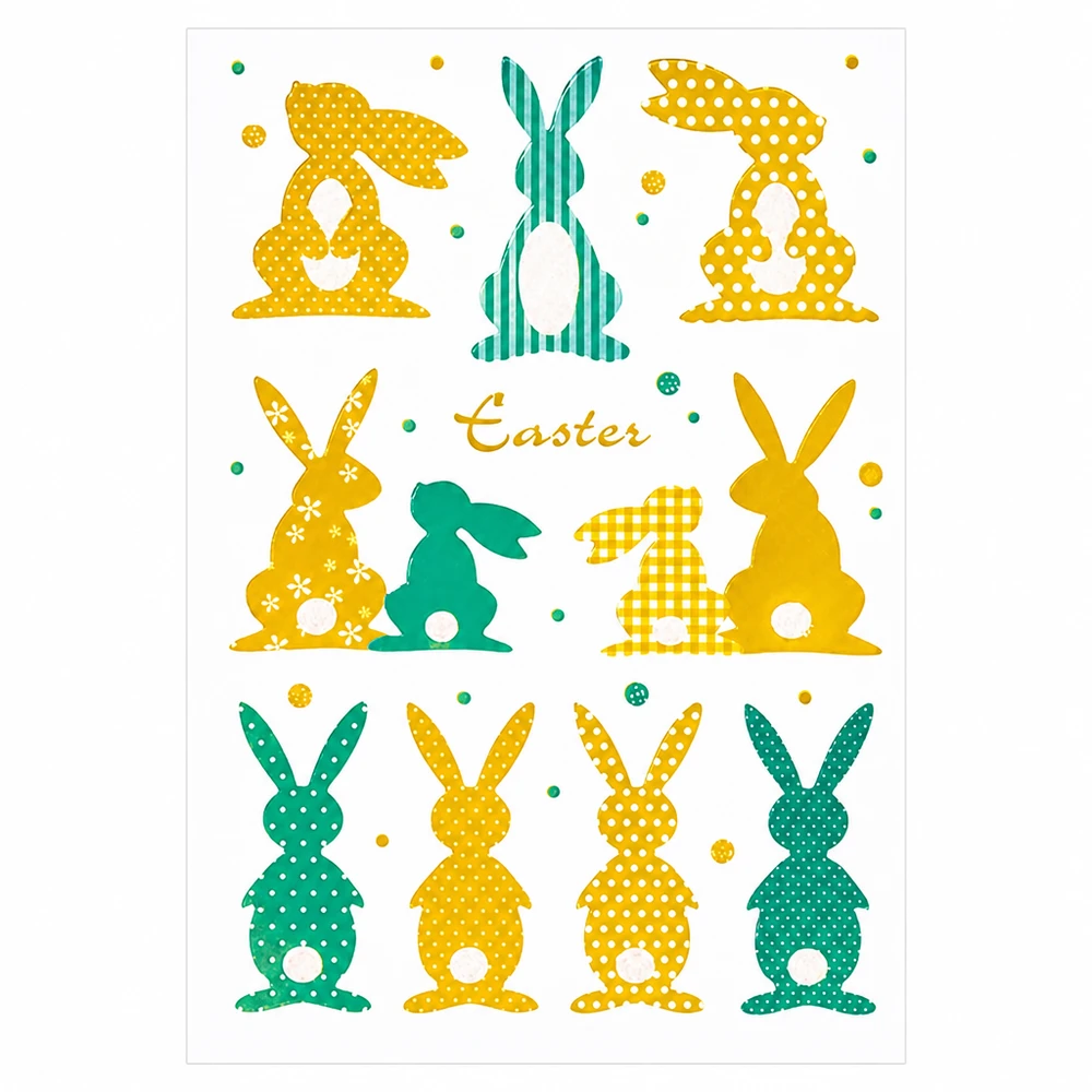 Naklejki "Gold Bunny" (10 naklejek z brokatem) | 1 arkusz = 10 naklejek. Naklejki "Gold Bunny" (10 naklejek z brokatem) | 1 arkusz = 10 naklejek.
