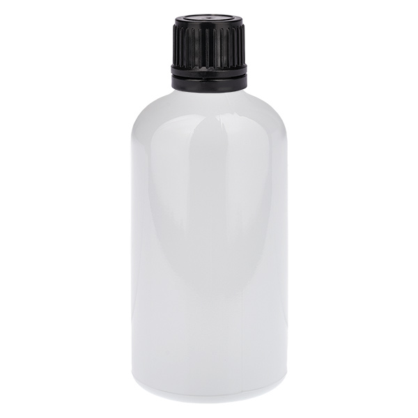 Butelka 100 ml z zakrętką 11 mm, czarna, z zamknięciem zabezpieczającym WhiteLine UT18/100 Butelka 100 ml z zakrętką 11 mm, czarna, z zamknięciem zabezpieczającym WhiteLine UT18/100