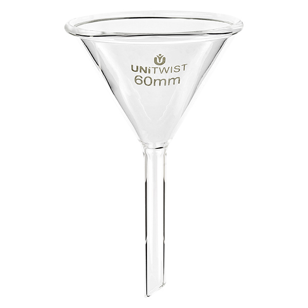 Szklany lejek &#248;60 mm z borokrzemianu UNiTWIST