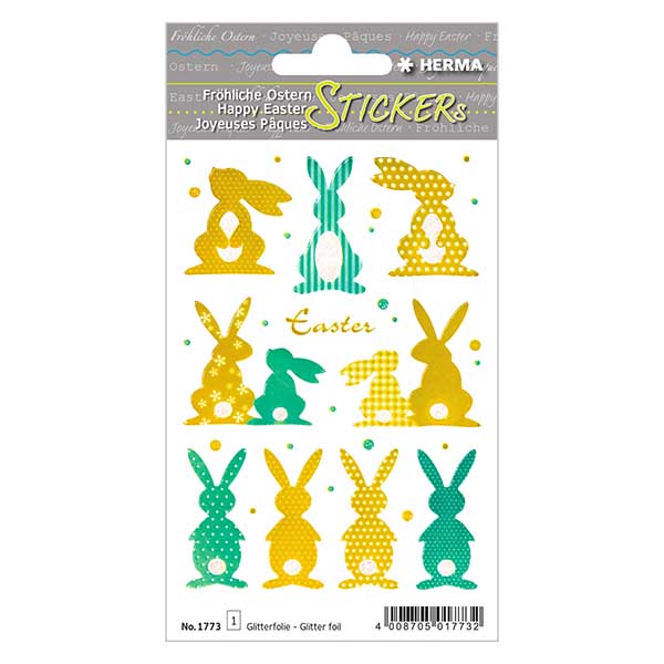 Naklejki "Gold Bunny" (10 naklejek z brokatem) | 1 arkusz = 10 naklejek. Naklejki "Gold Bunny" (10 naklejek z brokatem) | 1 arkusz = 10 naklejek.