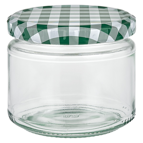 330 ml okr&#261;g&#322;e szk&#322;o + pokrywka BasicSeal zielono-bia&#322;a UN..