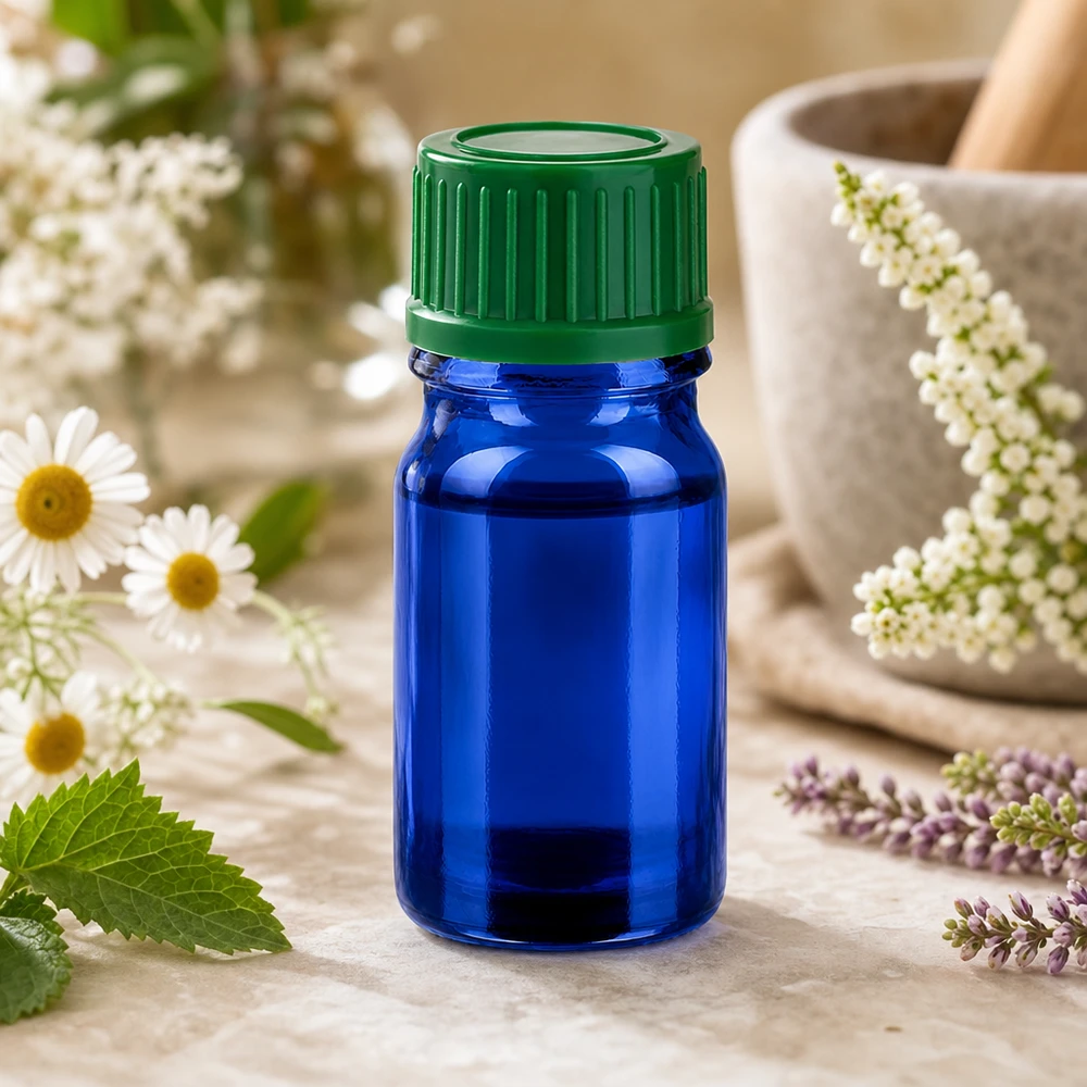 Butelka aptekarska 5ml niebiesko zielona 11mm SV STD BlueLine UT18/5 Ochrona UV dla kosmetyków naturalnych