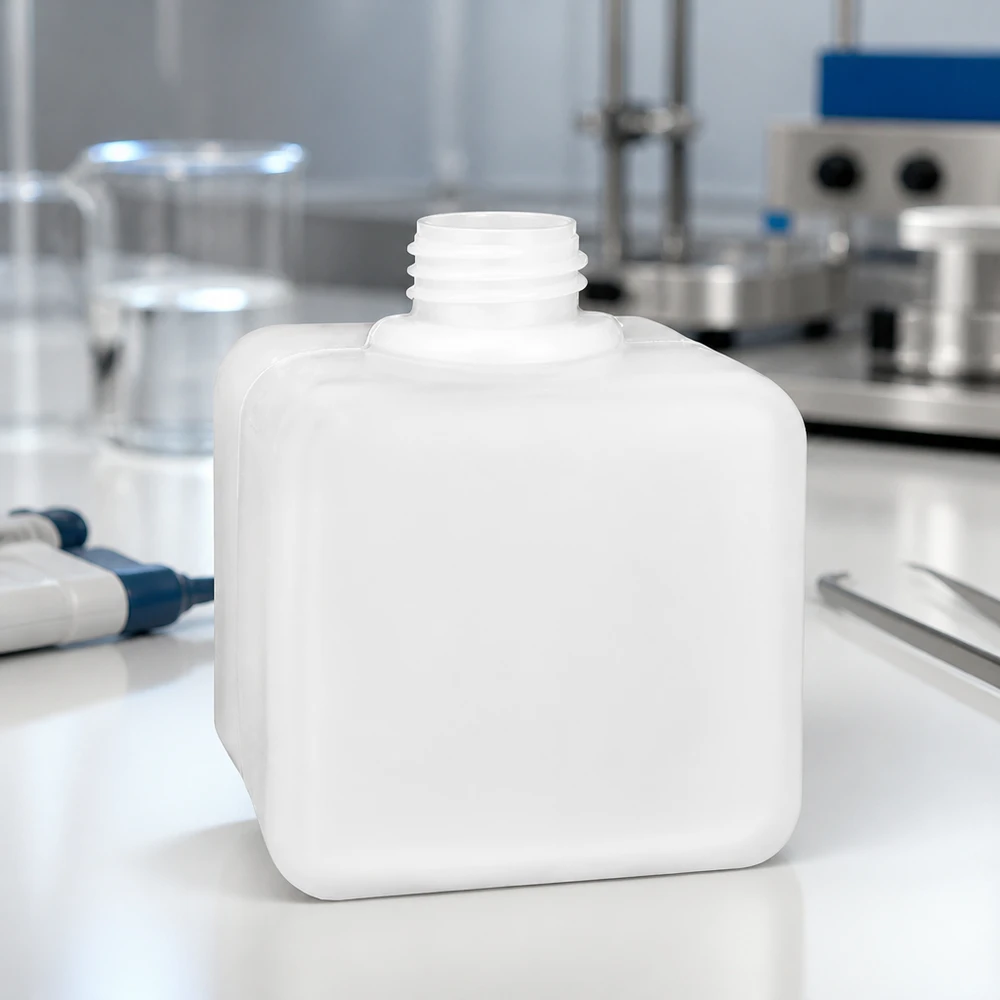Butelka na chemikalia 500ml, wąska szyjka wykonana z PE-HD, kolor naturalny, GL 32 Butelka na chemikalia z PE-HD z wąską szyjką, pojemność 500 ml, z gwintem GL32 – solidna, odporna na działanie chemikaliów, przeznaczona do agresywnych mediów