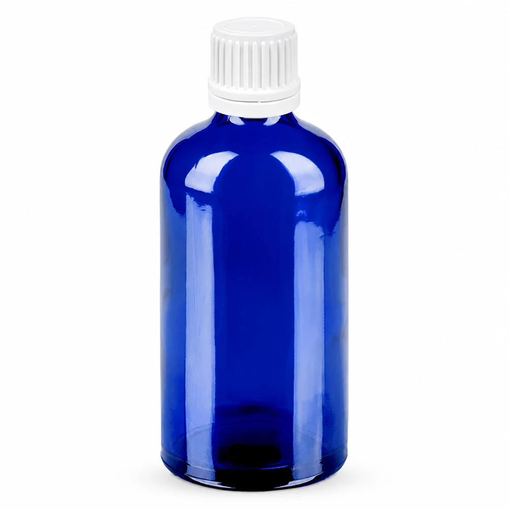 Butelka 100 ml 11 mm SV biała OV BlueLine UT18/100 Szklana butelka 100 ml z białą zakrętką 11 mm SV z serii BlueLine