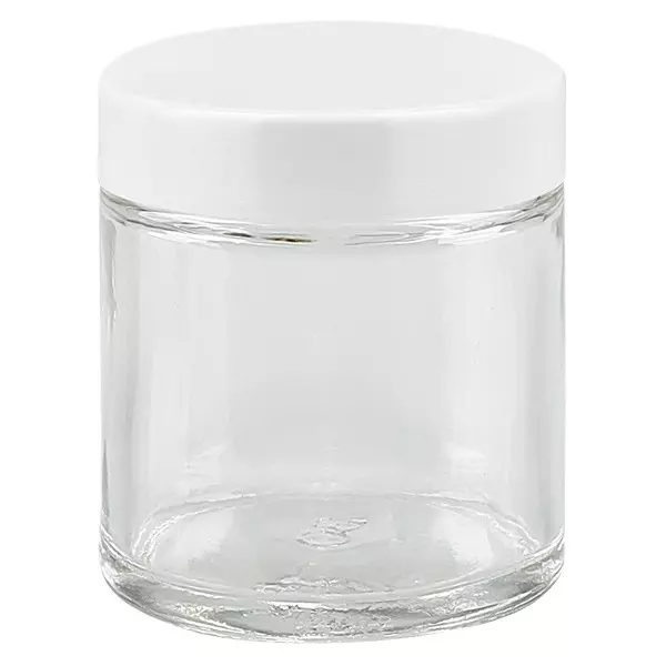 Przezroczysty szklany słoik 30 ml z białą bakelitową pokrywką ApoGlas. Farmaceutyczna jakość produkcji UE. Bezpieczny dla żywności. Elegancka prezentacja zawartości. Przezroczysty szklany słoik 30 ml z białą bakelitową pokrywką ApoGlas. Farmaceutyczna jakość produkcji UE. Bezpieczny dla żywności. Elegancka prezentacja zawartości.