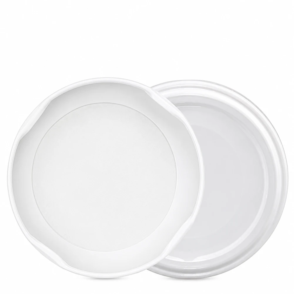 UNiTWIST TO66 białe nakrętki typu twist-off BioSeal BPA-NI w zestawie dwóch sztuk – strona przednia i tylna