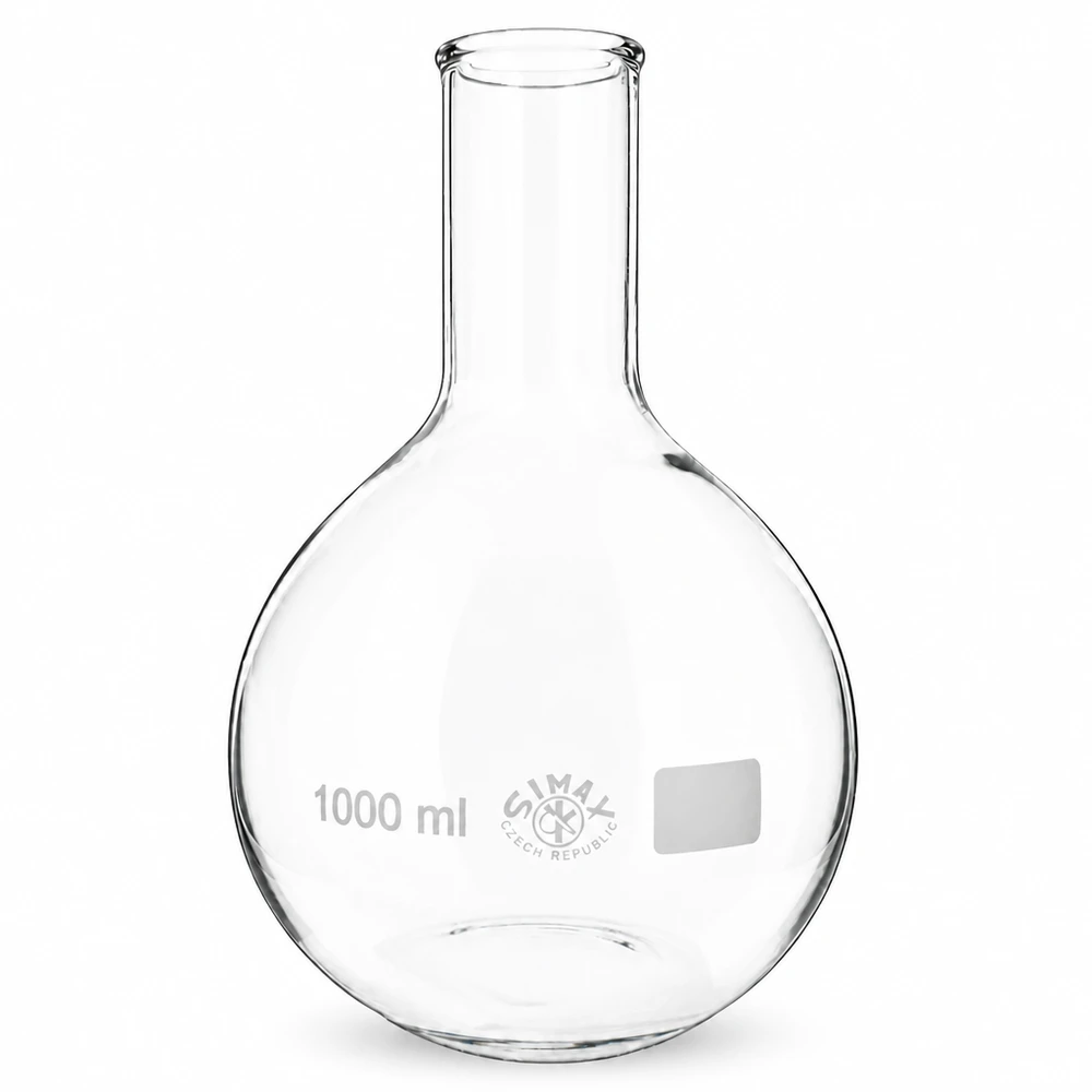 Kolba stojąca 1000 ml z wąską szyjką Kolba okrągłodenna 1000 ml z długą szyjką do precyzyjnej destylacji i syntezy chemicznej w laboratorium