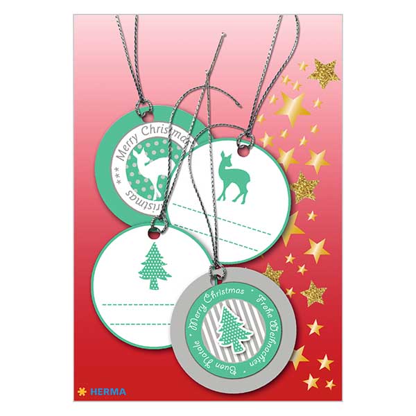 Zielona zawieszka p&#322;owa (4 sztuki) z brokatem 3D | 6 papierowych zawieszek z nitk&#261;.