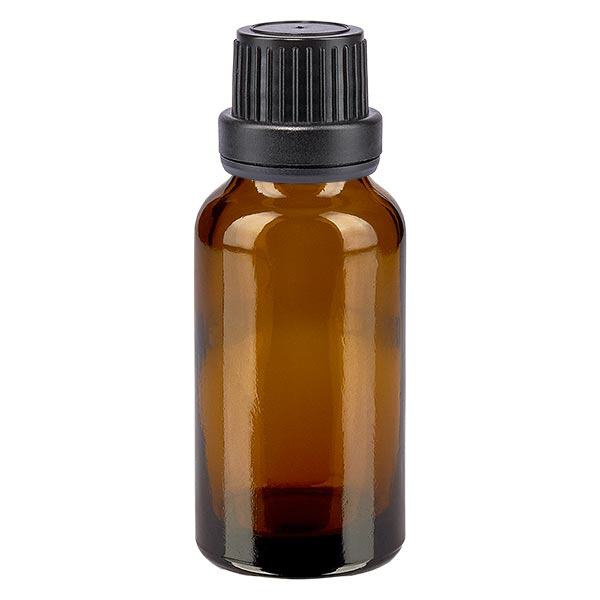 Butelka apteczna brązowa 20ml zakrętka czarna szczelna OV Butelka apteczna brązowa 20ml zakrętka czarna szczelna OV