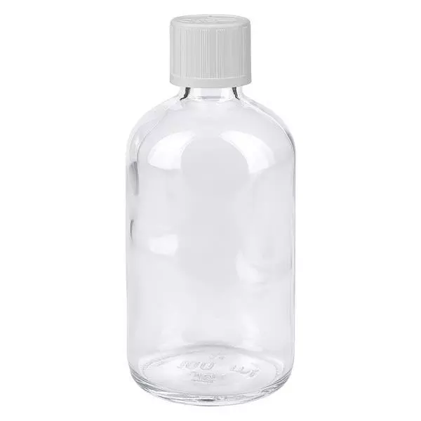 Butelka apteczna przezroczysta 100ml zakrętka biała KiSi St
