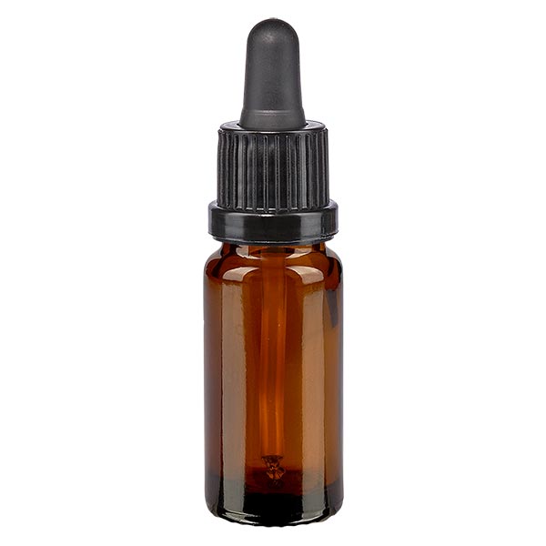 Butelka apteczna brązowa 10ml pipeta czarna/czarna OV Butelka apteczna brązowa 10ml pipeta czarna/czarna OV