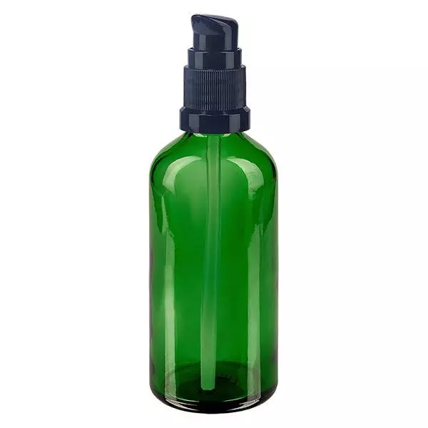 Butelka apteczna zielona 100ml zakrętka z pompką czarna St Butelka apteczna zielona 100ml zakrętka z pompką czarna St
