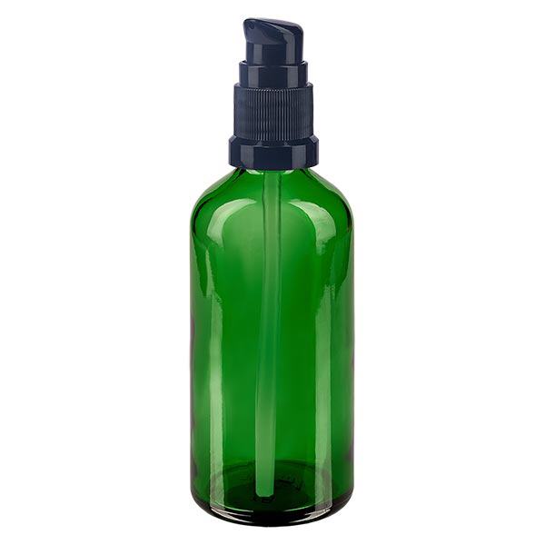 Butelka apteczna zielona 100ml zakrętka z pompką czarna St Butelka apteczna zielona 100ml zakrętka z pompką czarna St