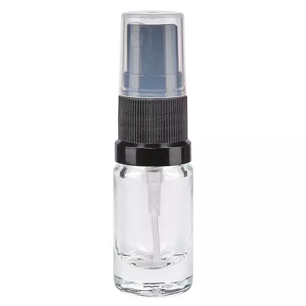 Butelka apteczna przezroczysta 5 ml z czarnym rozpylaczem Butelka apteczna przezroczysta 5 ml z czarnym rozpylaczem