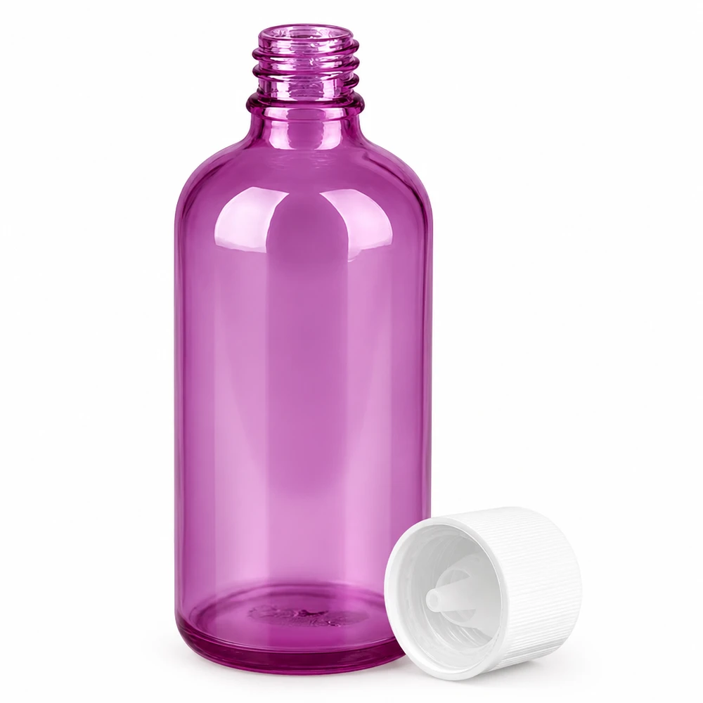 100 ml szklana butelka z kroplomierzem w kolorze fioletowym z wkładem kroplomierza 1,2 mm do precyzyjnego dozowania