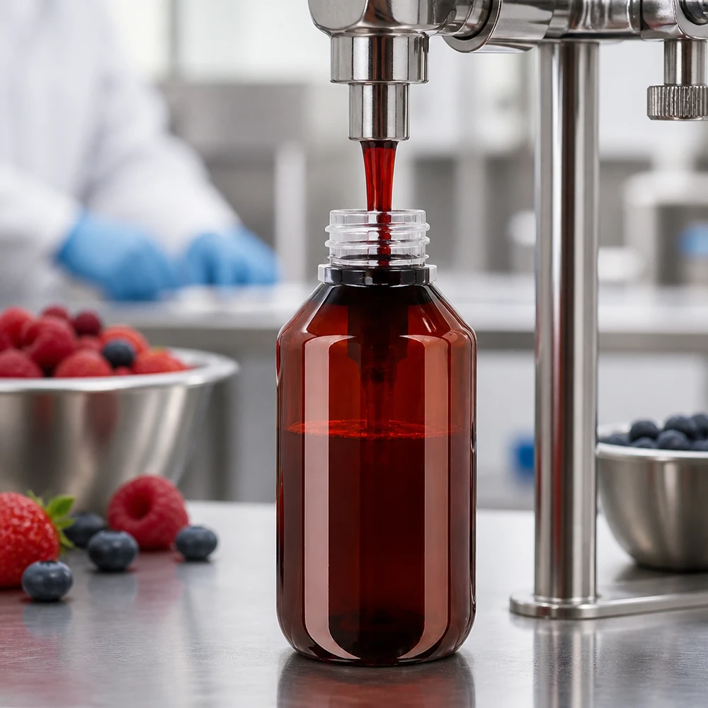 Butelka PET 100ml z pompką dozującą biała Pharmagerechte Abfüllung roter Flüssigkeit in 100ml PET Flasche mit weisser Dispenserpumpe