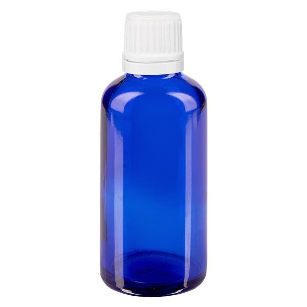 Butelka apteczna niebieska 50ml zakrętka biała OV Butelka apteczna niebieska 50ml zakrętka biała OV