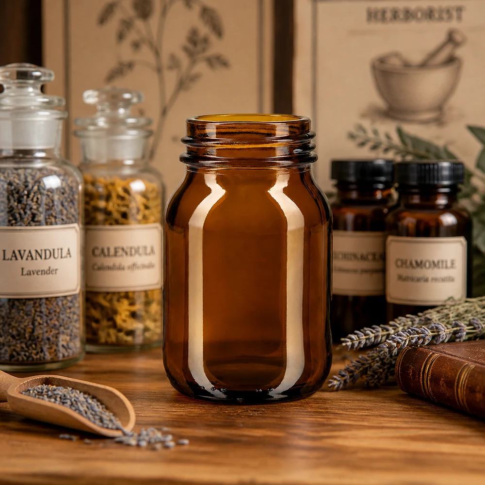 Butelka z szeroką szyjką 75 ml z bursztynowego szkła z wykończeniem szyjki DIN 40 Pusta butelka z szeroką szyjką 75 ml z bursztynowego szkła z praktycznym otworem gwintowanym DIN 40