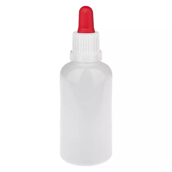 Butelka z pipetą 50 ml, biała/czerwona, zamknięcie zabezpieczające WhiteLine UT18/50
