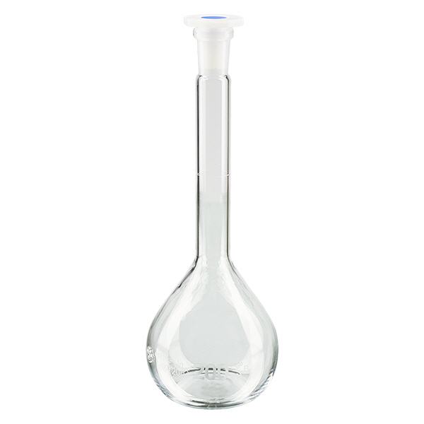 Kolba miarowa 200 ml ze standardowym szlifowanym złączem i korkiem PEHD Kolba miarowa 200 ml ze standardowym szlifowanym złączem i korkiem PEHD