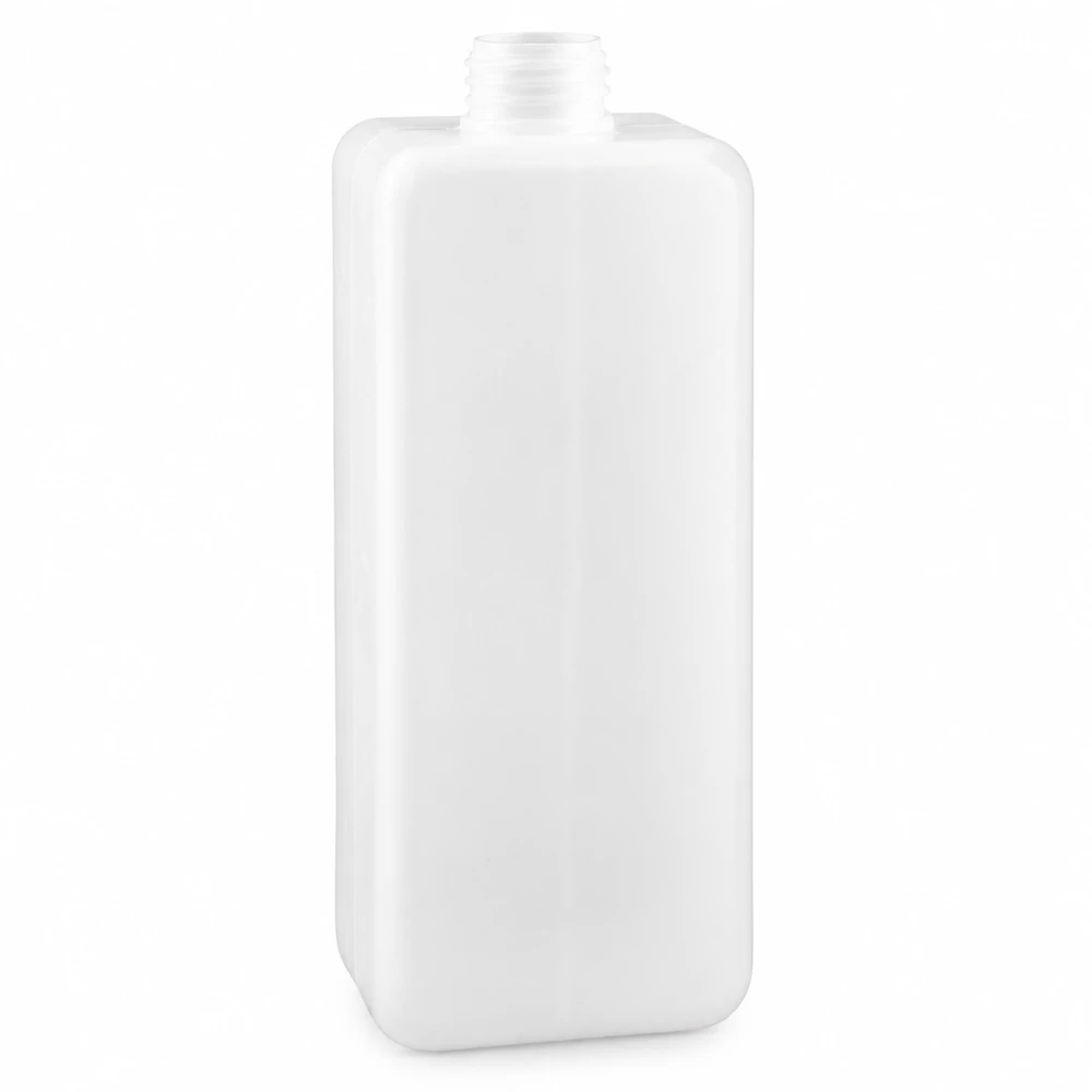 Butelka na chemikalia o pojemności 1000 ml, wykonana z PE-HD, z wąską szyjką GL 32, w kolorze białym, zapewniająca bezpieczne przechowywanie