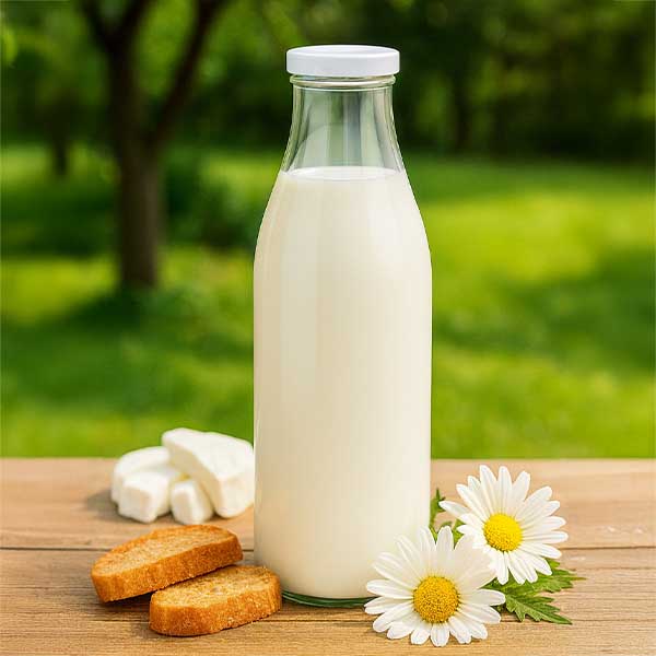 Butelka szklana 1000 ml + pokrywka BasicSeal biała UNiTWIST. Całkowicie szczelna z dużą pokrywką TO48. Do mleka, soków i lemoniady.