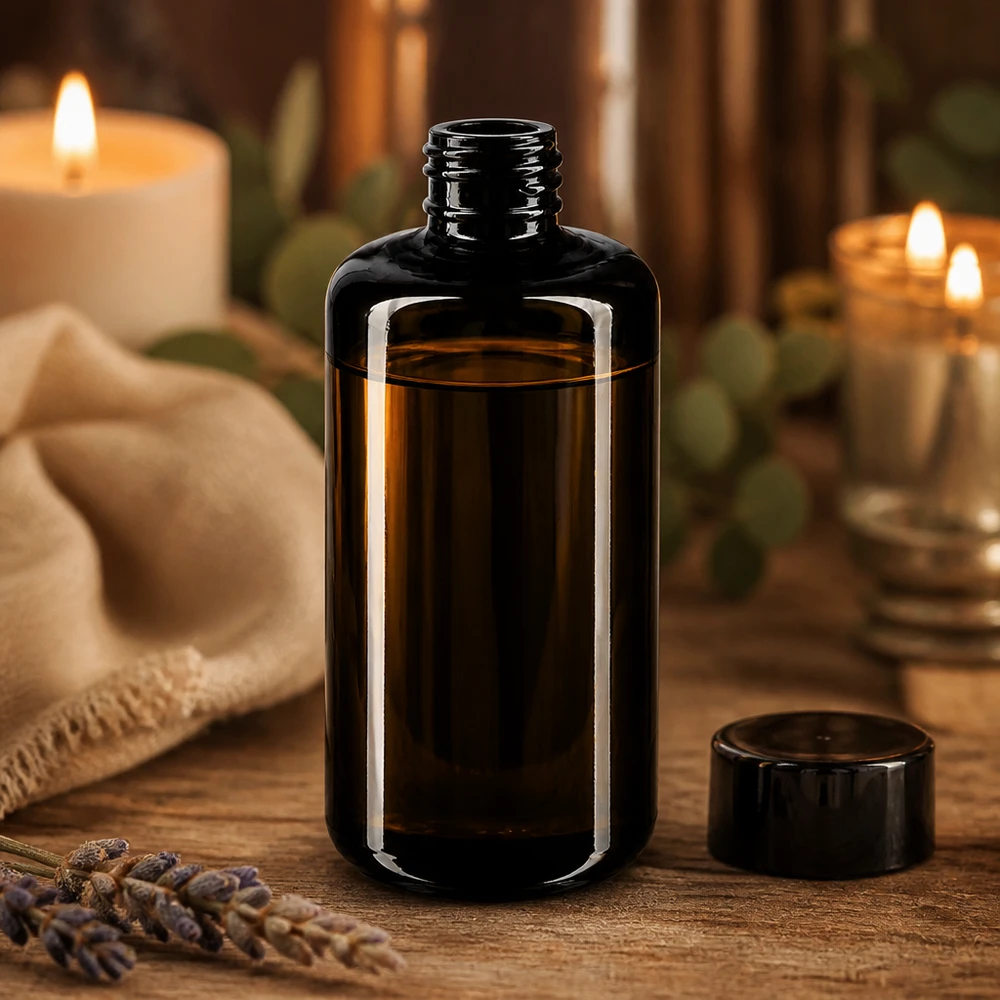 Stylowa butelka Draco 200 ml z czarną zakrętką do profesjonalnej produkcji kosmetyków