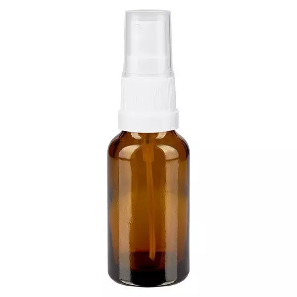 Butelka apteczna brązowa 20ml spray top biały Butelka apteczna brązowa 20ml spray top biały