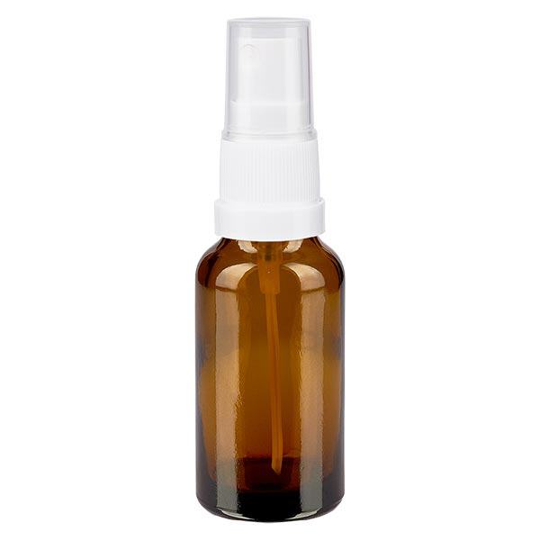 Butelka apteczna brązowa 20ml spray top biały Butelka apteczna brązowa 20ml spray top biały
