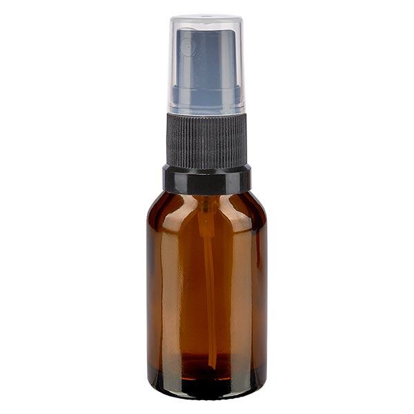 Butelka apteczna brązowa 15ml nasadka w sprayu czarna Butelka apteczna brązowa 15ml nasadka w sprayu czarna