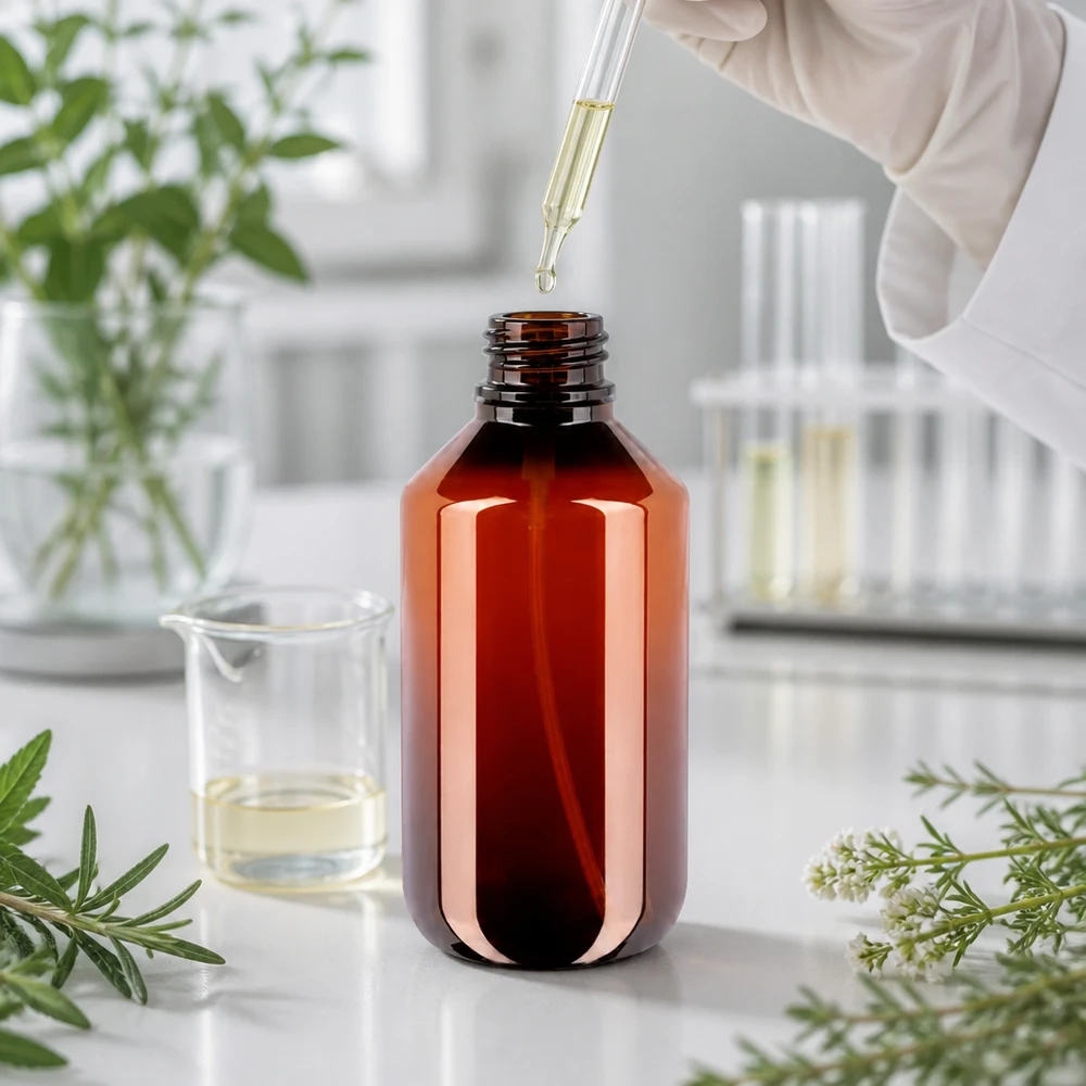 PET Flasche 200ml mit weissem Zerstäuberaufsatz für Seren Tonikums und Pflanzenwässer
