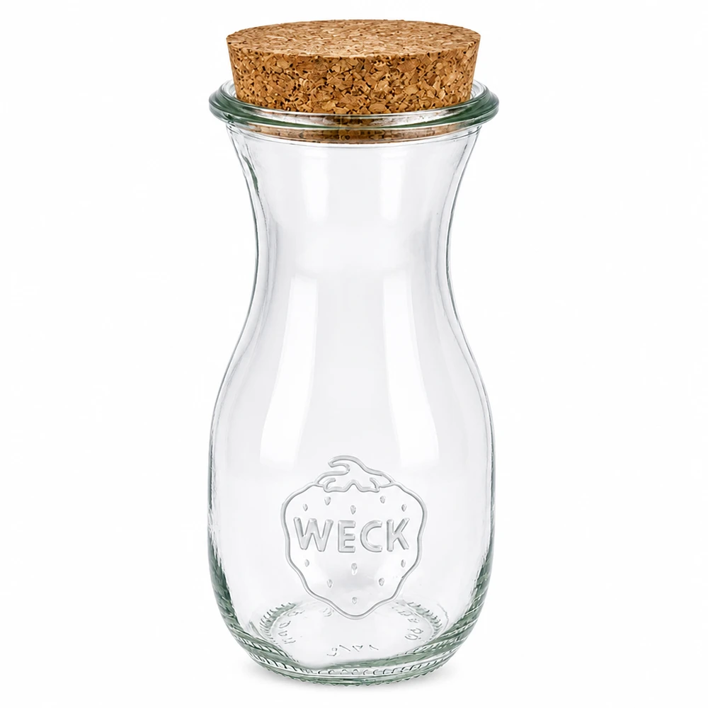 WECK butelka na sok 290ml RR60 wykonana ze szkła z naturalnym zamknięciem korkowym przezroczysty pusty słoik na przetwory szklana butelka