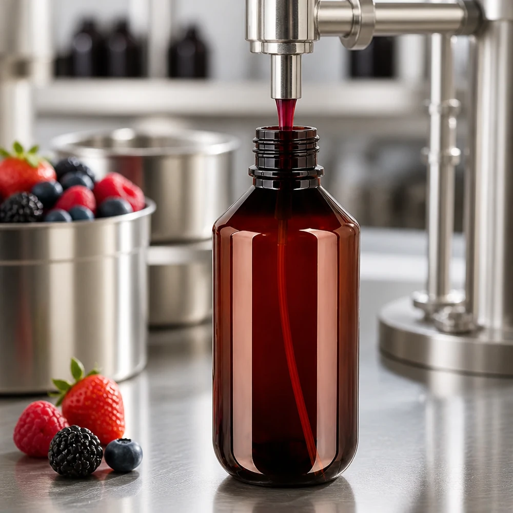 Butelka PET 200 ml z czarnym atomizerem Bernsteinfarbene 200ml PET Flasche mit schwarzem Zerstäuber für Beeren-Kosmetikprodukte geeignet
