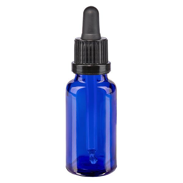 Butelka apteczna niebieska 20 ml pipeta czarna OV Butelka apteczna niebieska 20 ml pipeta czarna OV
