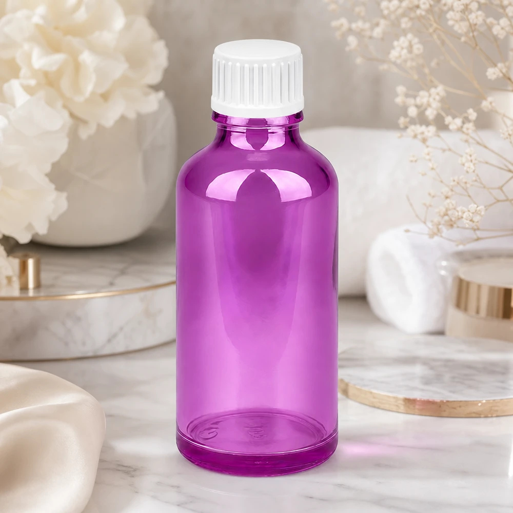 Butelka z zakraplaczem 50ml 0,9mm biała standard PurpleLine. UT18/50 Butelka z zakraplaczem 50 ml z precyzyjnym otworem 0,9 mm w kolorze fioletowym do dokładnego dozowania kropli