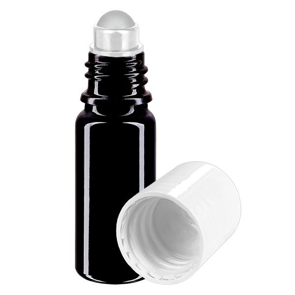 Butelka apteczna viol. 10ml nakrętka roll-on biała Butelka apteczna viol. 10ml nakrętka roll-on biała