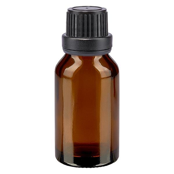 Butelka apteczna brązowa 15ml zakrętka czarna szczelna OV Butelka apteczna brązowa 15ml zakrętka czarna szczelna OV