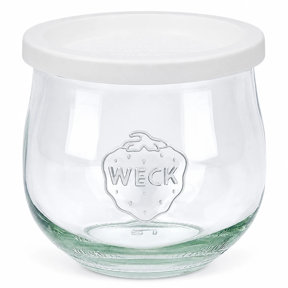 Słoik w kształcie tulipana o pojemności 370 ml z pokrywką zachowującą świeżość WECK RR80 WECK tulipan słoik 370ml z białą pokrywką RR80 słoik do przechowywania i konserwowania