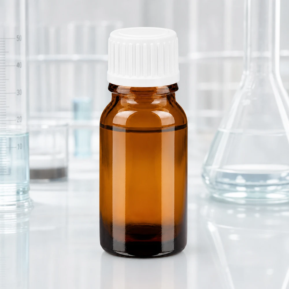 Butelka z kroplomierzem 10 ml 0,9 mm biała STD BrownLine UT18/10 Butelka z zakraplaczem BrownLine 10 ml z ochroną przed promieniowaniem UV dzięki bursztynowemu szkłu i białej nasadce zabezpieczającej