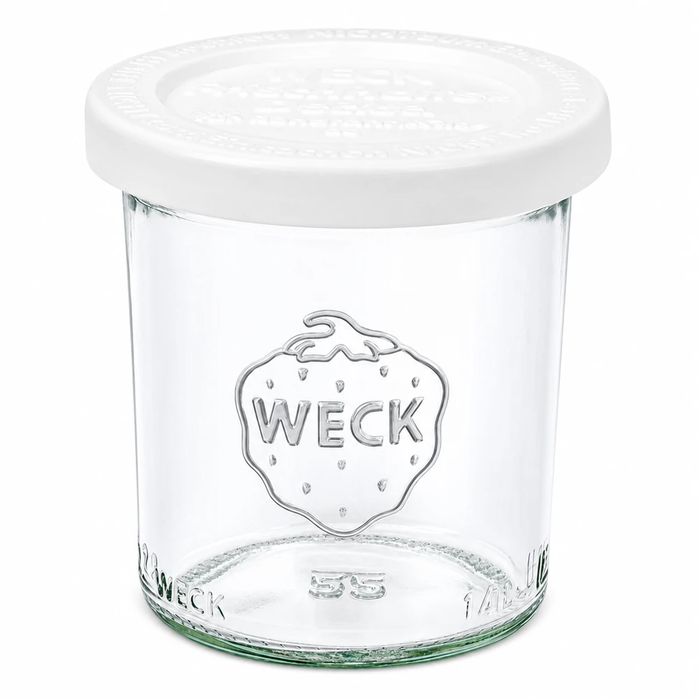 Słoik WECK 140 ml z białą pokrywką RR60 do dżemów i przetworów