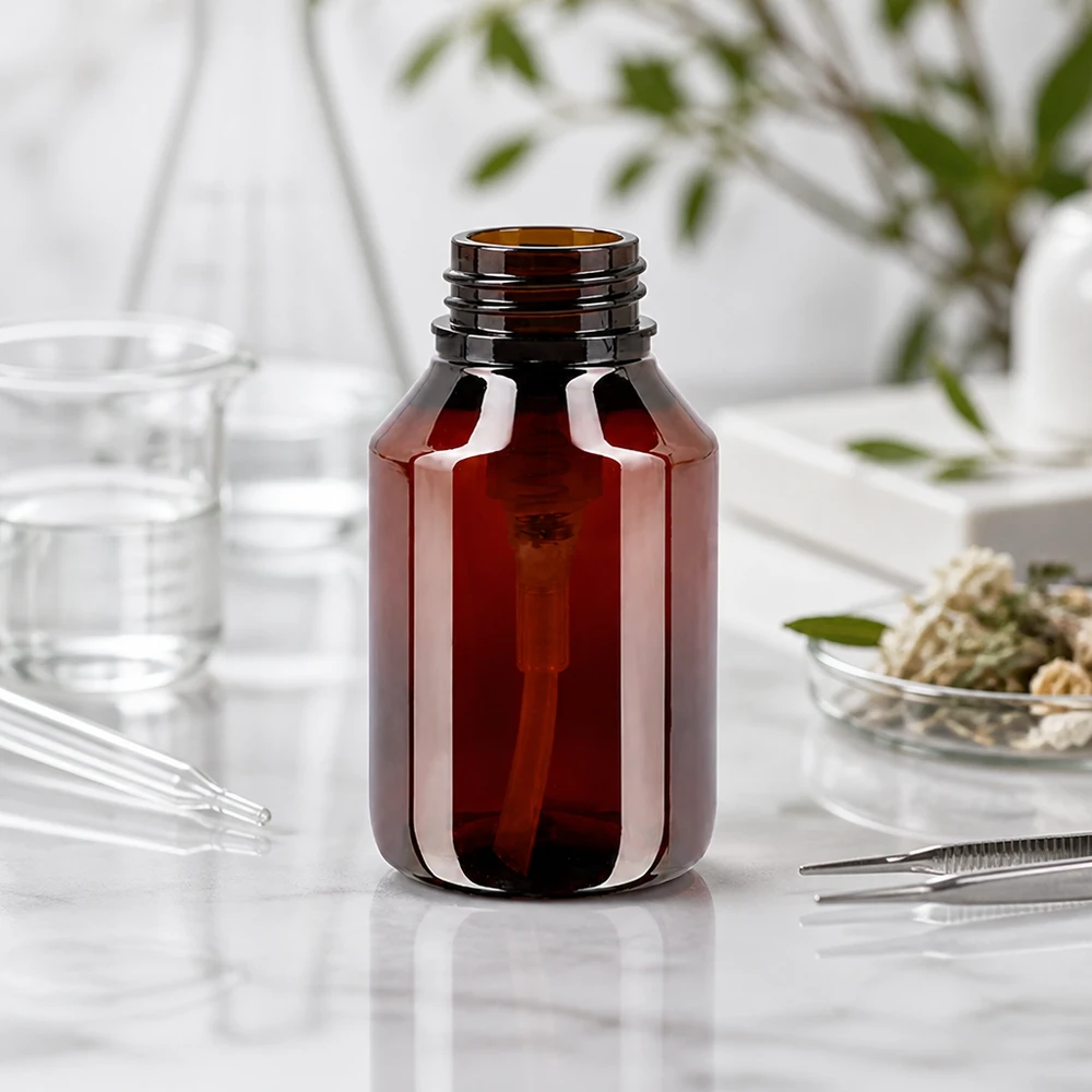 UV-schützende amber PET Flasche 50ml für lichtempfindliche Pflegeformulierungen